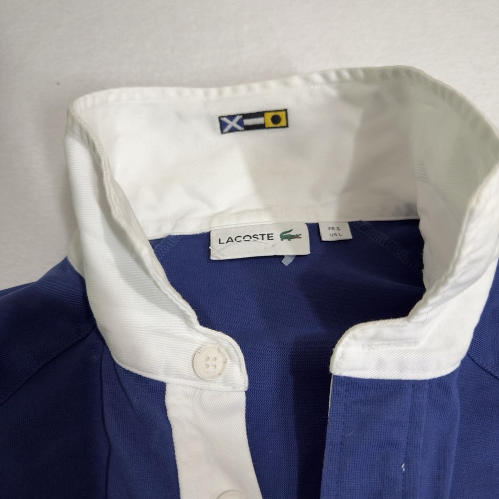 Lacoste Sailing Gear Long Sleeve Rugby Polo Shirt Blue Nautical Streetwear Large - Picture 11 of 15